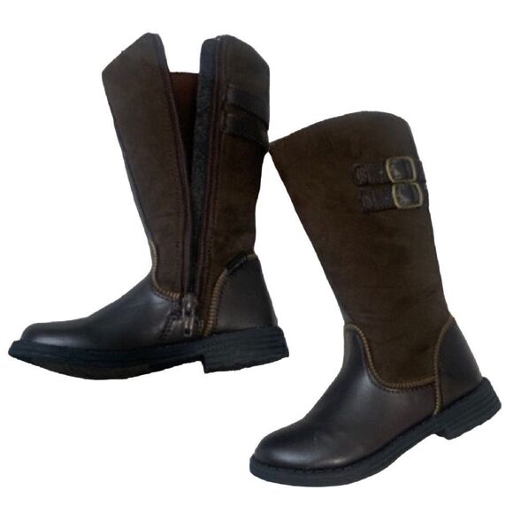 UMI Boots Brown Knee High Zipper Accents Fashion Boot Toddler Size 8.5